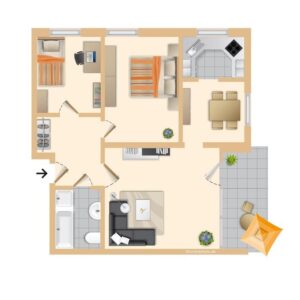 3 ZKB möbliert, Loggia Schwimmbad Sauna Garage