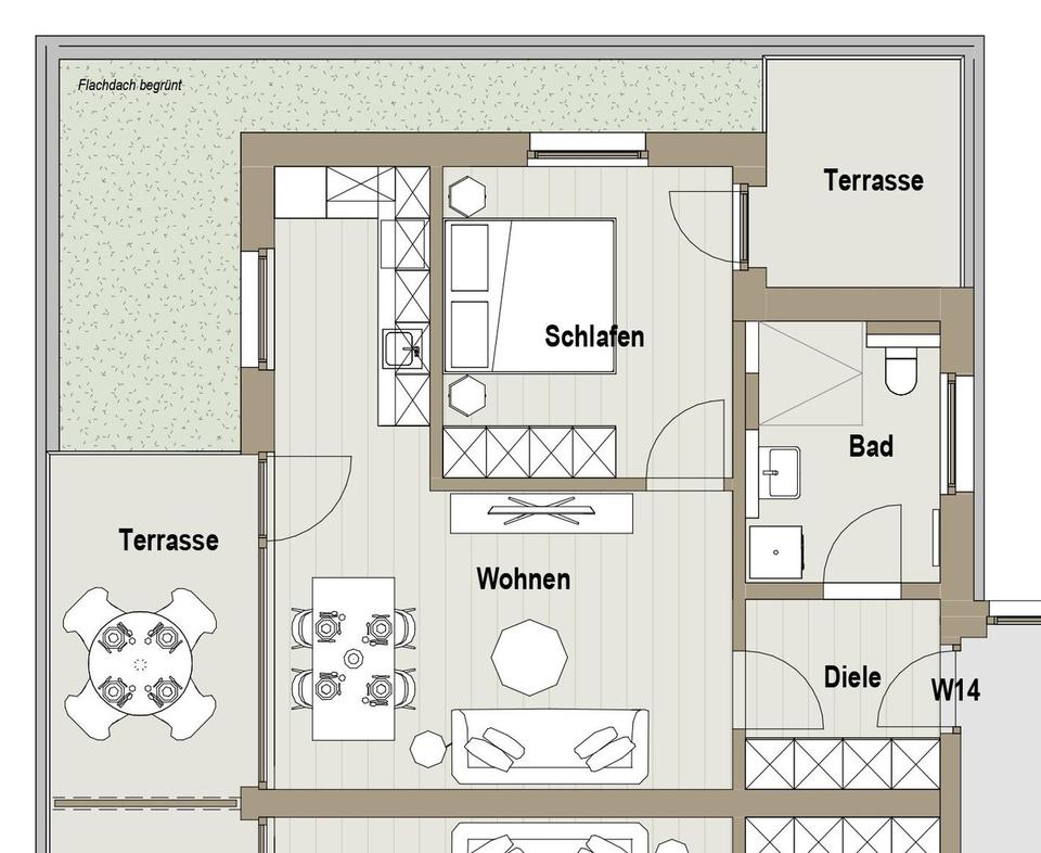Weitblick und 2 Terrassen - 2-Zimmer Wohnung im Dachgeschoss – Bild 3
