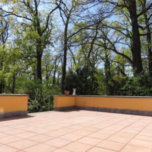 Sonnenterrasse und Saunalandschaft nahe Spandauer Forst