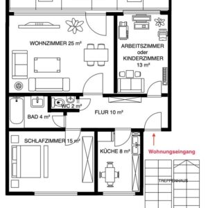 Well-laid-out,bright 3-room apartment with a large balcony,fitted kitchen,bathtub,21255 Tostedt