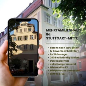 Nach WEG aufgeteiltes Mehrfamilienhaus in Stuttgart-Mitte!