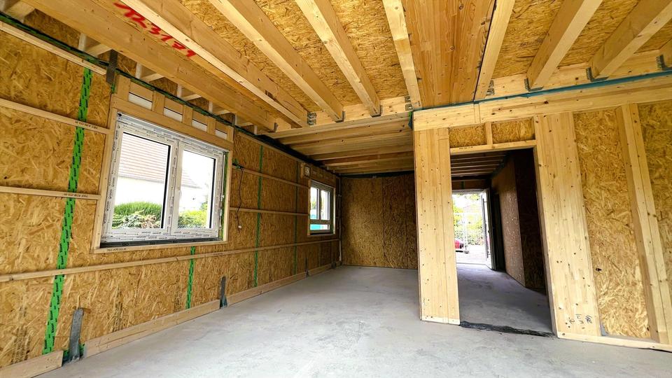 Ruhe mit Blick über Felder: Exklusives wohngesundes Plusenergie-Doppelhaus, S-Bahn fußläufig – Bild 8