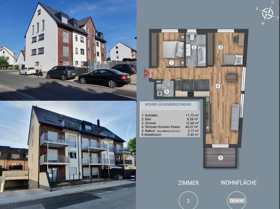 Neubau 2021: Zentrale 3-Zimmer-Wohnung (76,14 qm) in Nürnberg Eibach